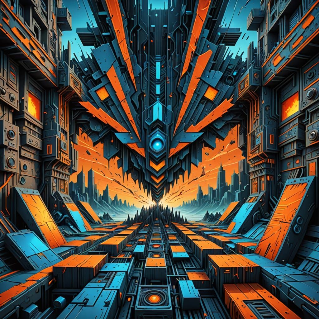 Surreal Soundwave Transformation in Post-Apocalyptic Art