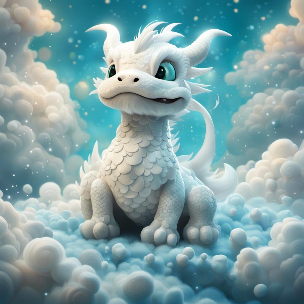 Cloud Dragon in Space Nebula, Surreal Digital Art