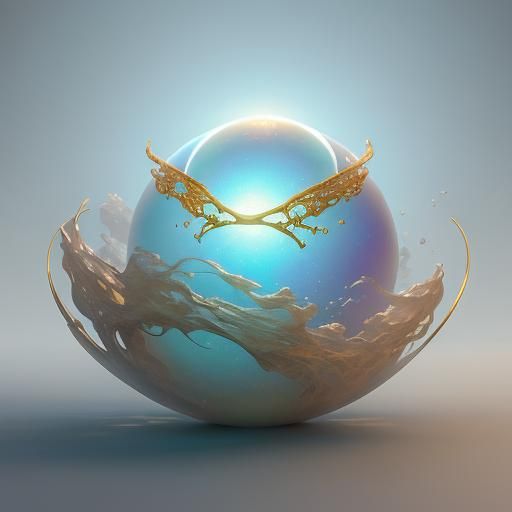 Floating Glass Orb in Dreamy Fantasy Art
