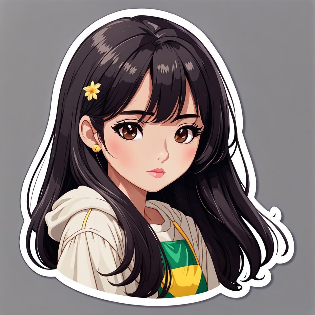 Kawaii Sticker of a Cute Brazilian Girl