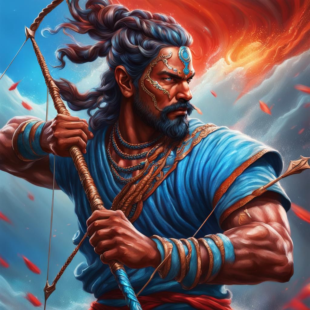 Vedic Storm God Rudra Archer: Hyperrealistic Concept Art