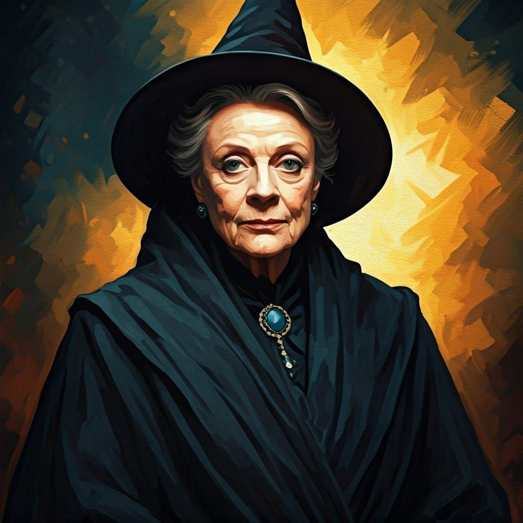 Maggie Smith as a Witch in Impressionist Gouache