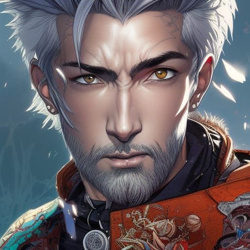 Anime Man Portrait in Cyberpunk Style