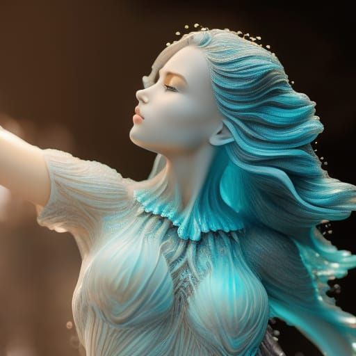 Water Elemental Girl, Digital Art by Rutkowski