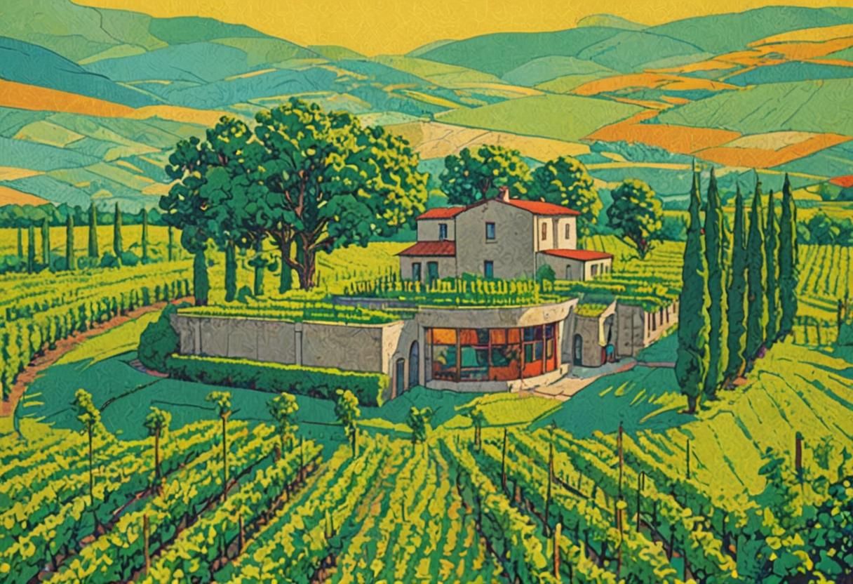 Geometric Vineyard in Pop Art Style