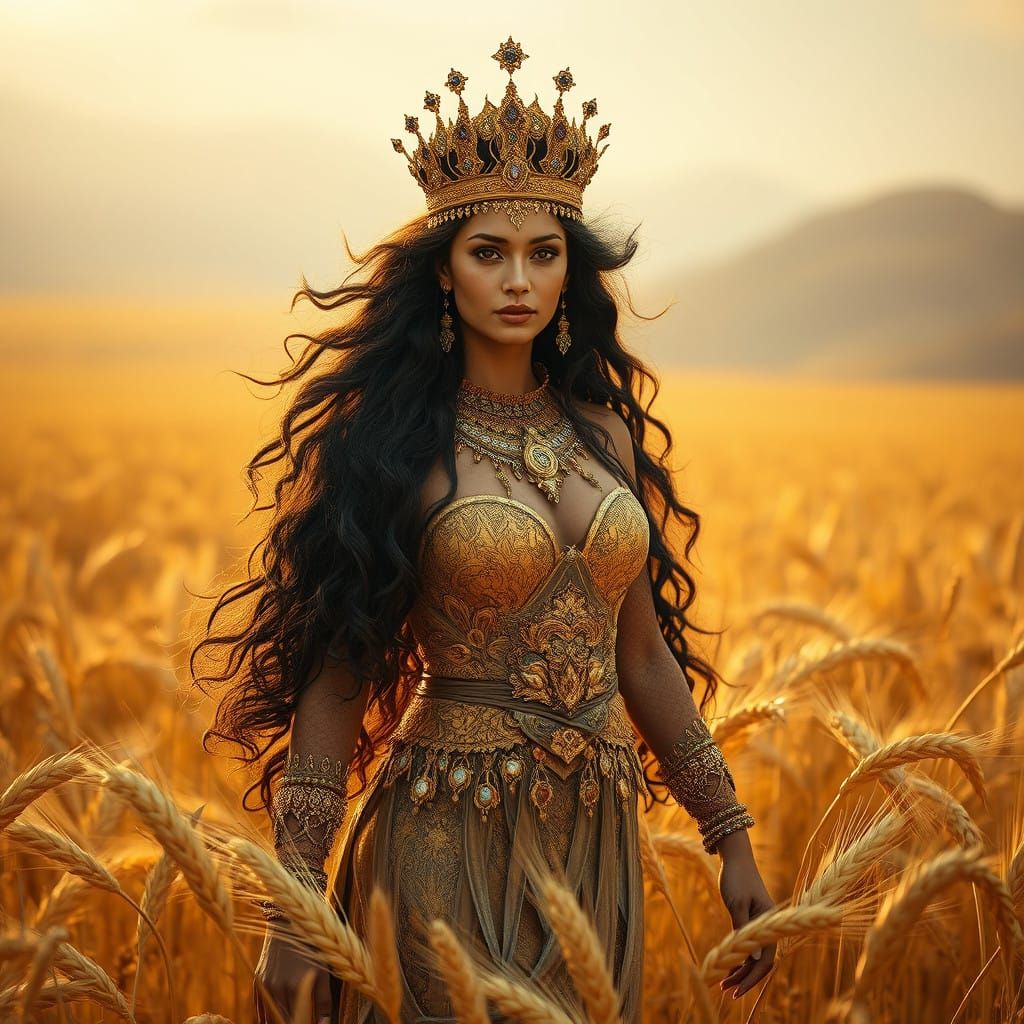 Harmony Goddess Spenta Armaiti in Golden Wheat Field
