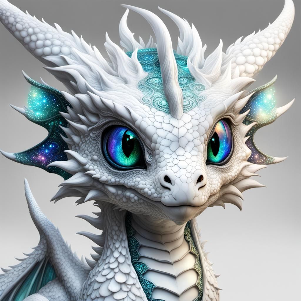 Cosmic Baby Dragon: Iridescent and Ultrarealistic