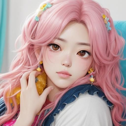 Vibrant Manga Portrait of Sloppy Younger Sister