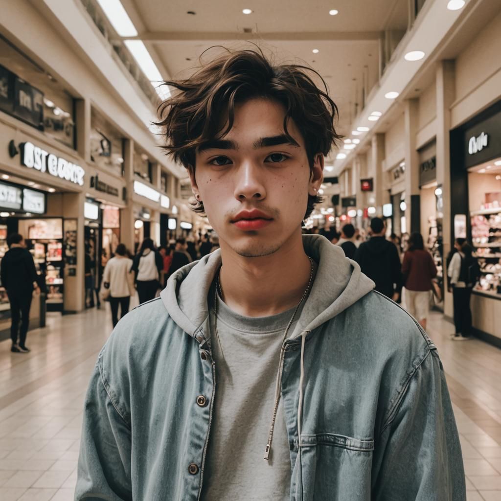 Grunge Mall Scene with Moody Figure