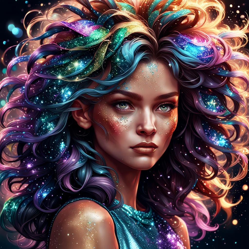 Glittering Woman: Hyperdetailed Portrait in Art Nouveau Styl...