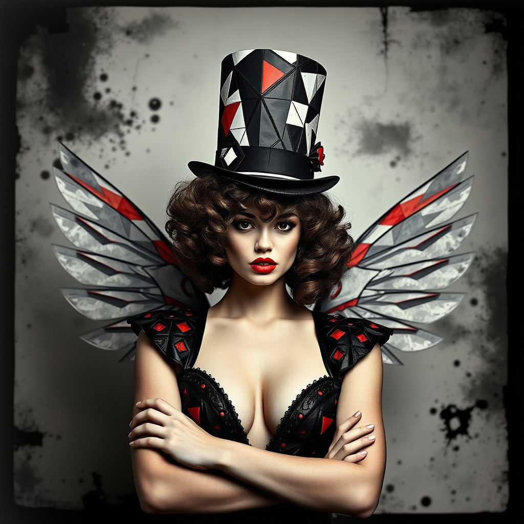 Steampunk Supermodel in Dada Photogram Style