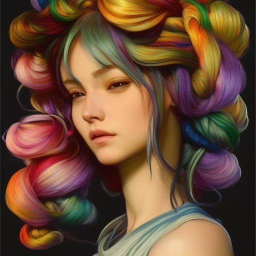 Yarn Hair Portrait in Hyperdetailed Art Style