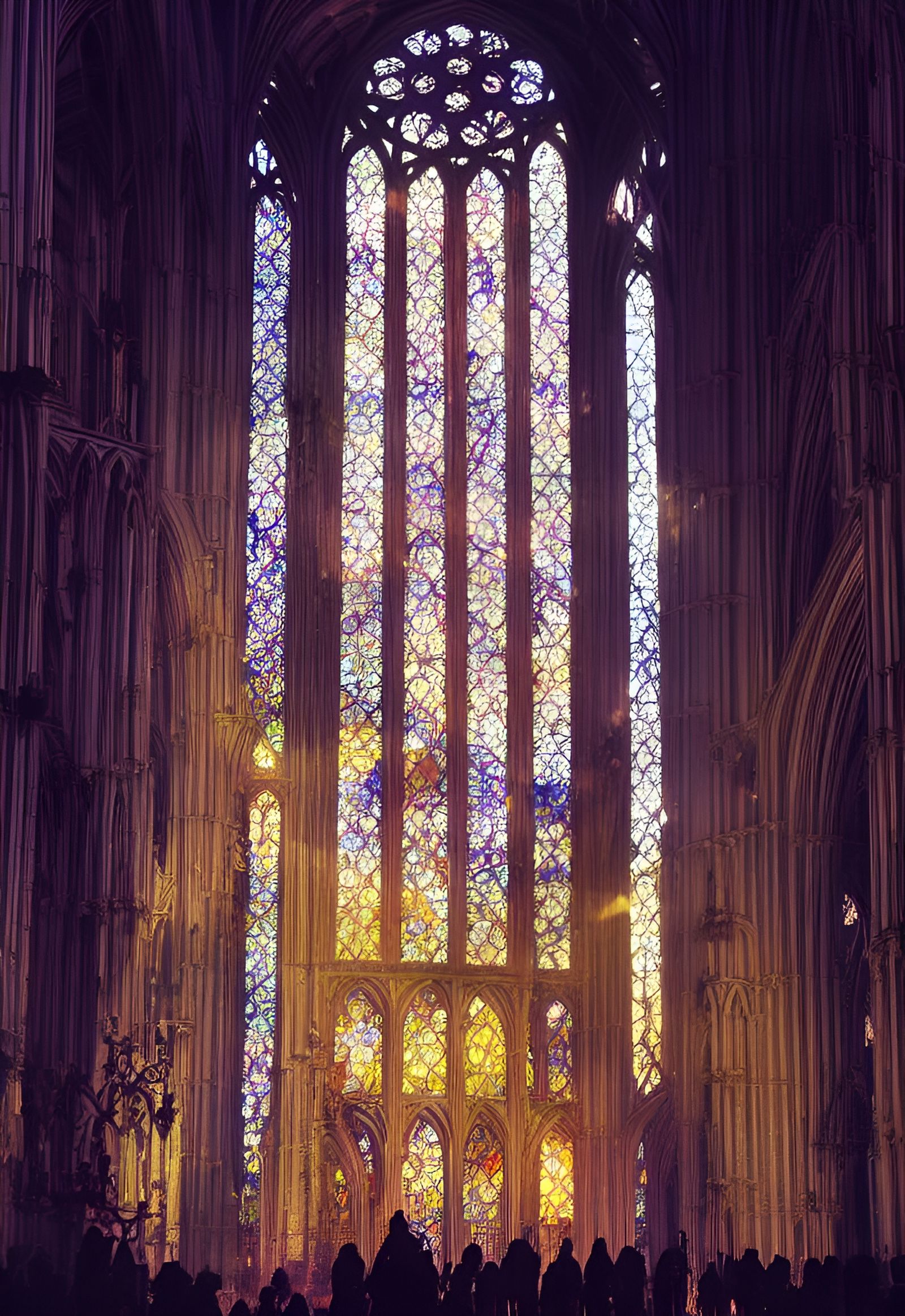 Gothic Cathedral Stained Glass Window Digital Illustration