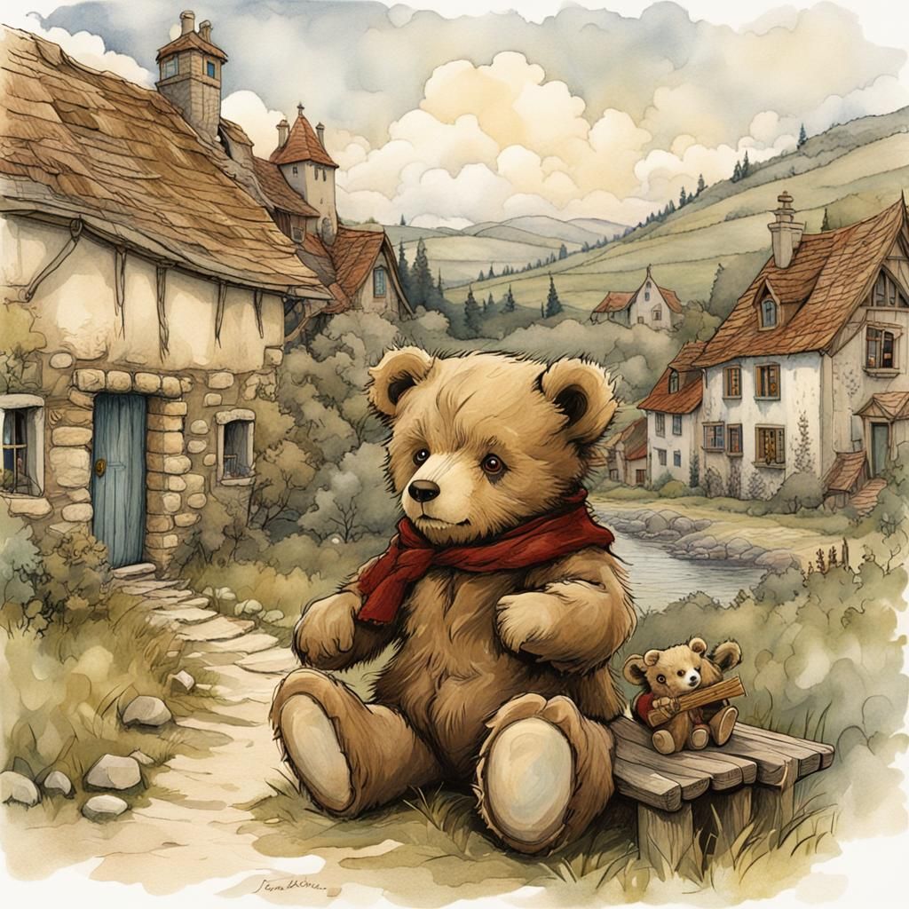 Teddy Bear Illustration in Storybook Style