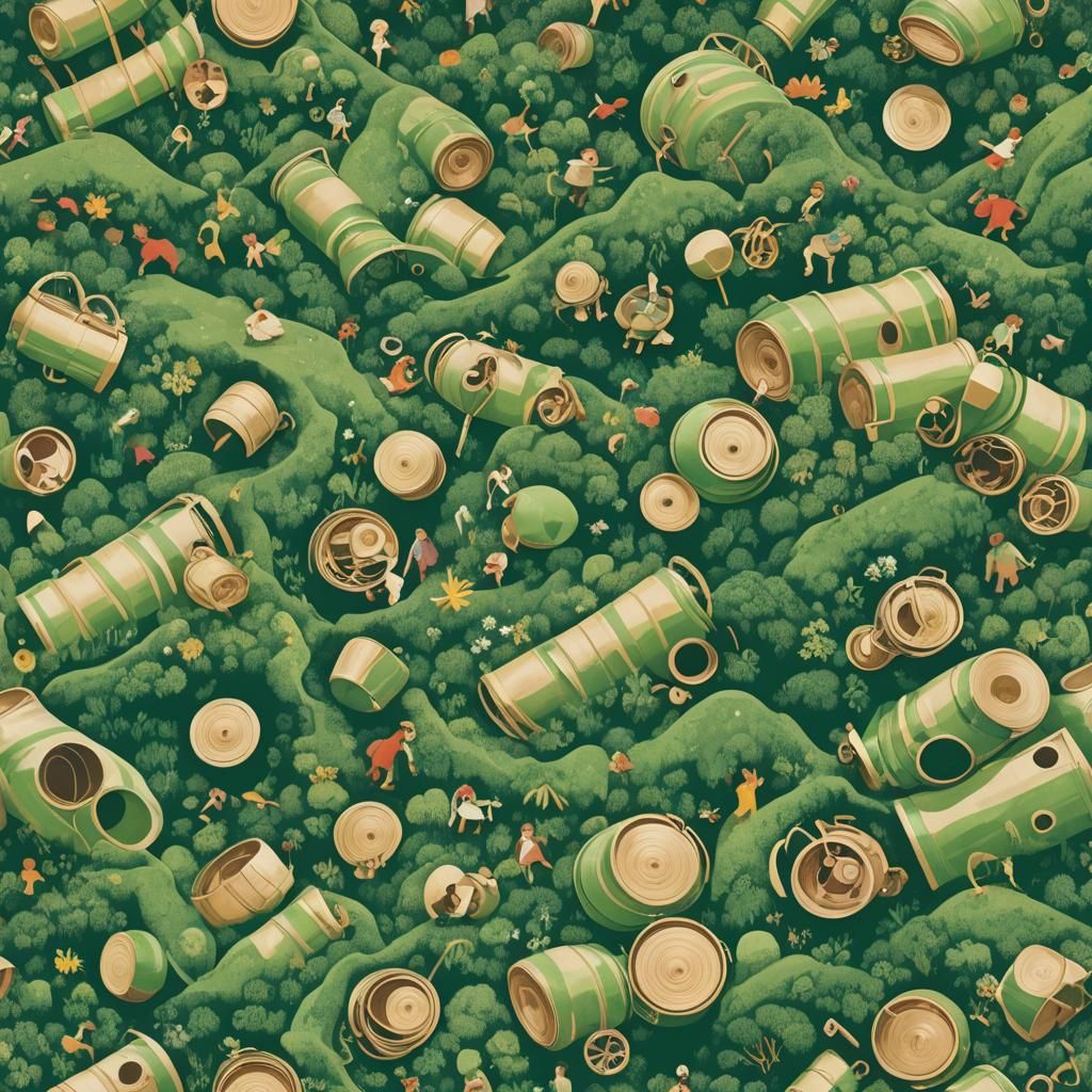 Children Playing on Emerald Green Hills in Digital Art Style