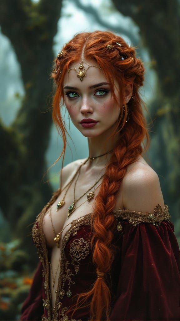 Mystical Woman in a Primeval Forest