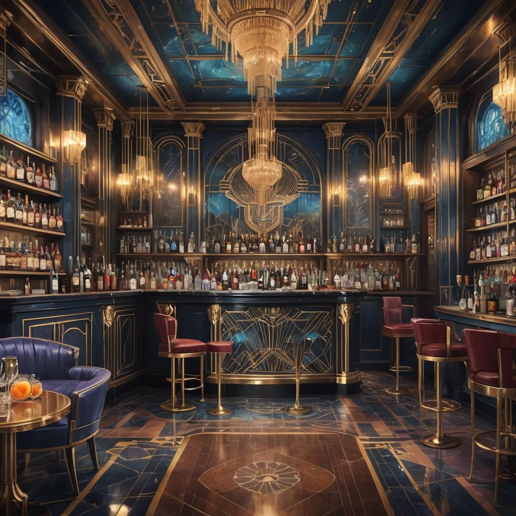 1920s Bar in Art Deco Impressionism Style