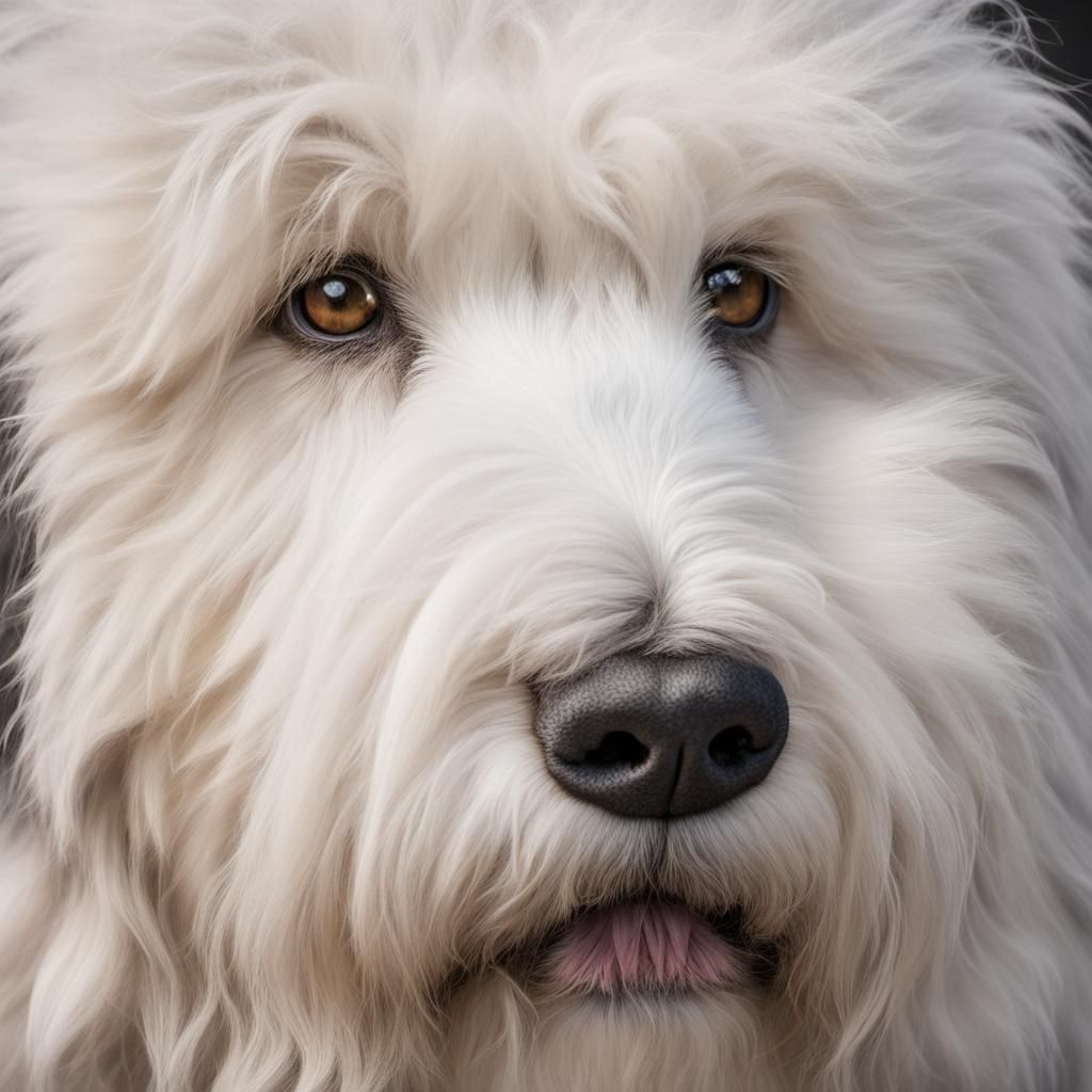 Magnificent Shaggy Sheepdog Portrait in Vivid Detail