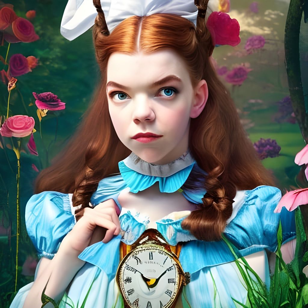 Anya Taylor-Joy as Alice: Intricate Digital Artwork