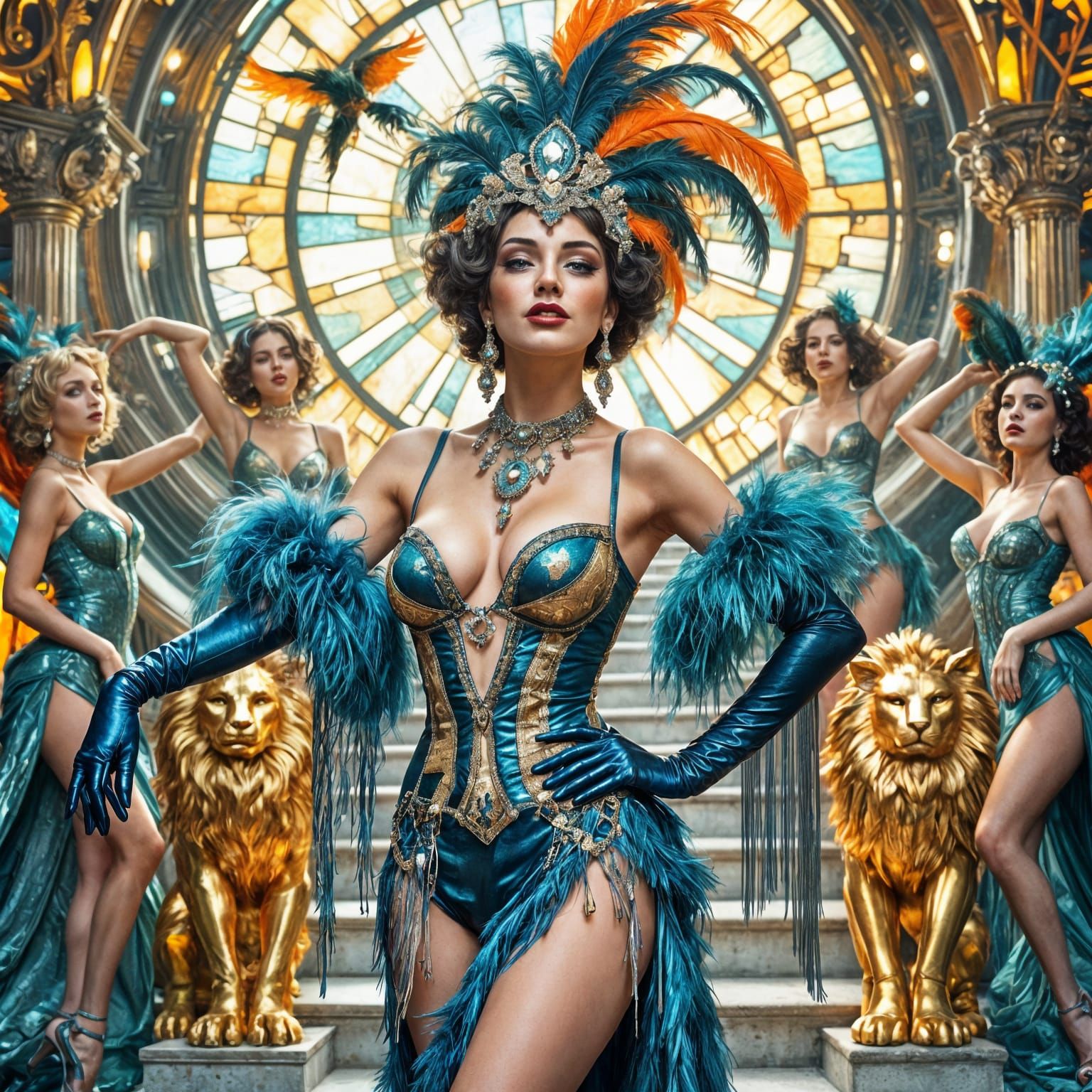 Futuristic Art Nouveau Burlesque Showgirl