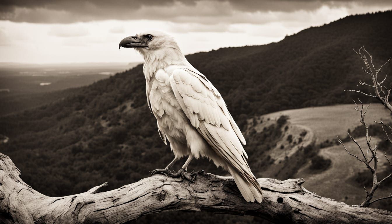 Majestic White Raven in Sepia Tones