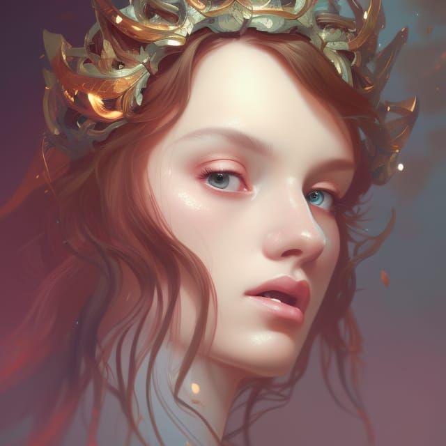 Intricate May Queen Portrait in Art Nouveau Style