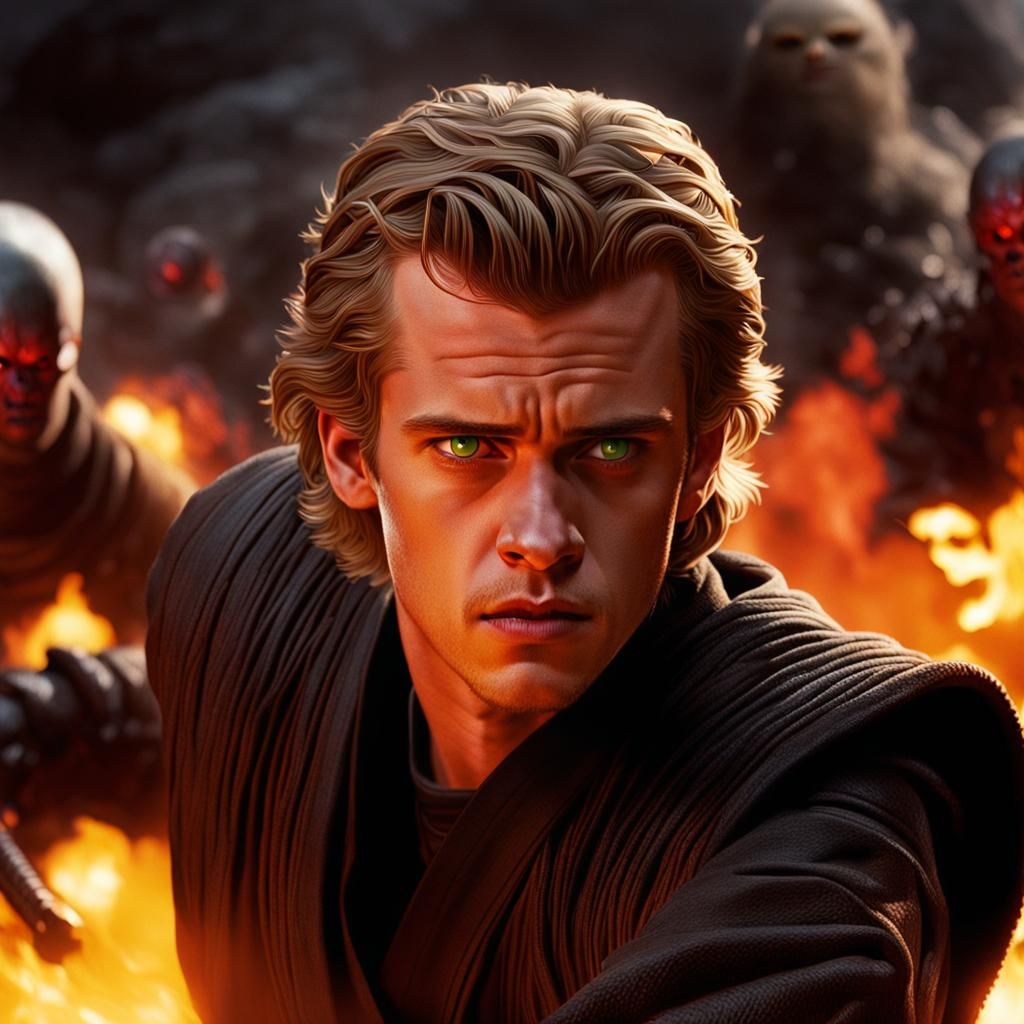 Anakin Skywalker in Lava Environment: Angry Gaze
