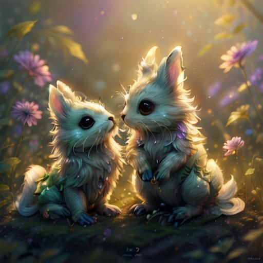 Bunny and Frog Leap in Sunny Meadow