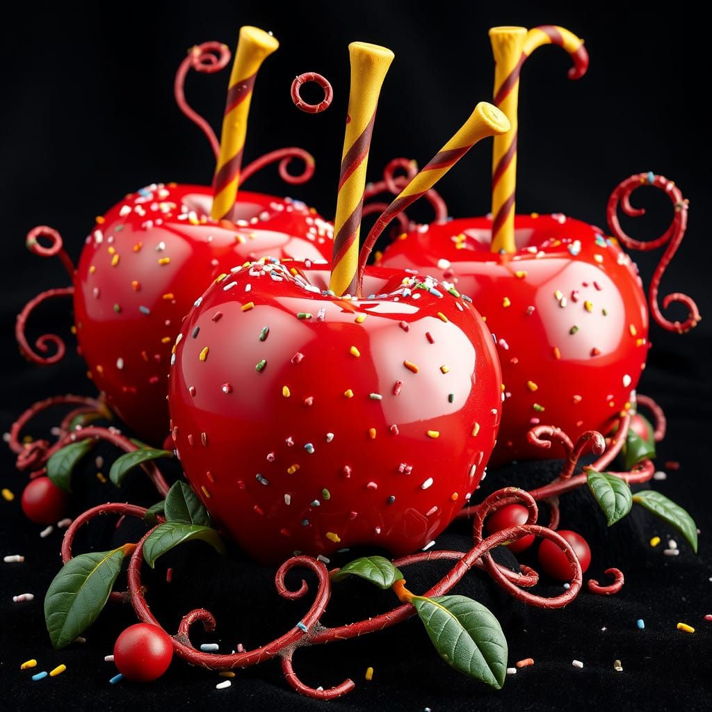Surreal Candy Apples in Rich, Dark Chocolate Splendor