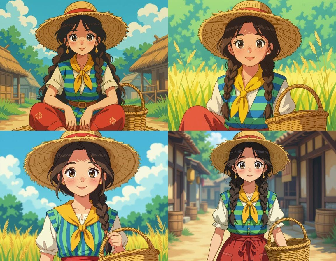 Fantasy Peasant Girl in Anime Style