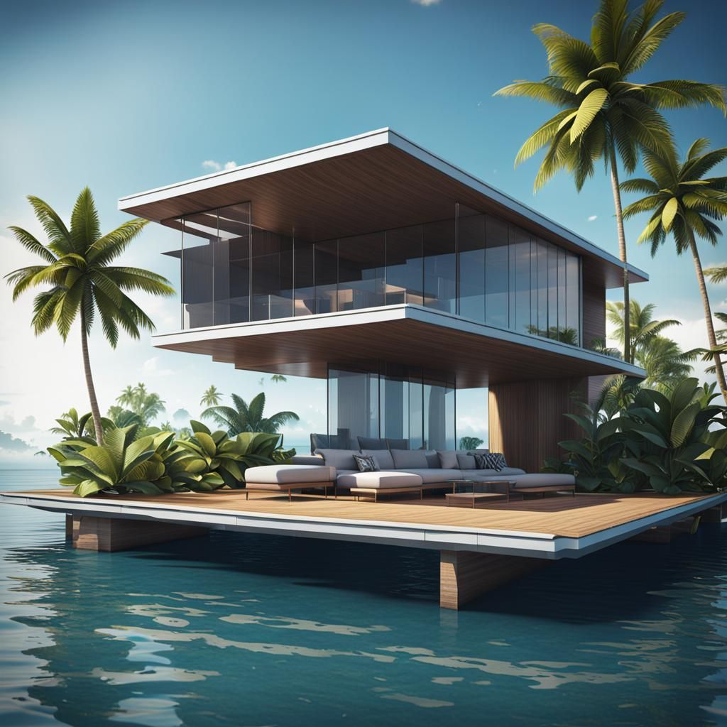 Maldives: Modern House Floating on Water
