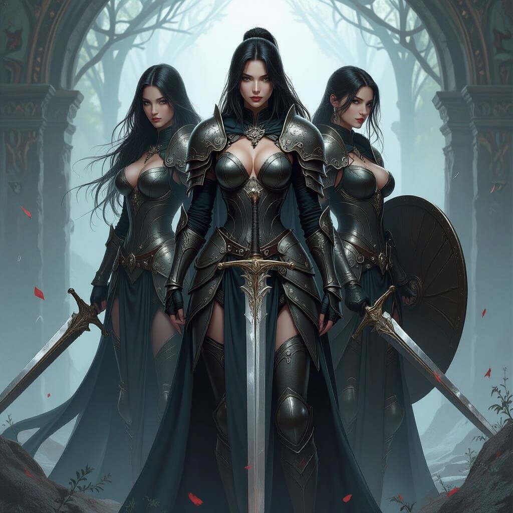 Female Warriors in a Dark Gothic Fantasy Realm