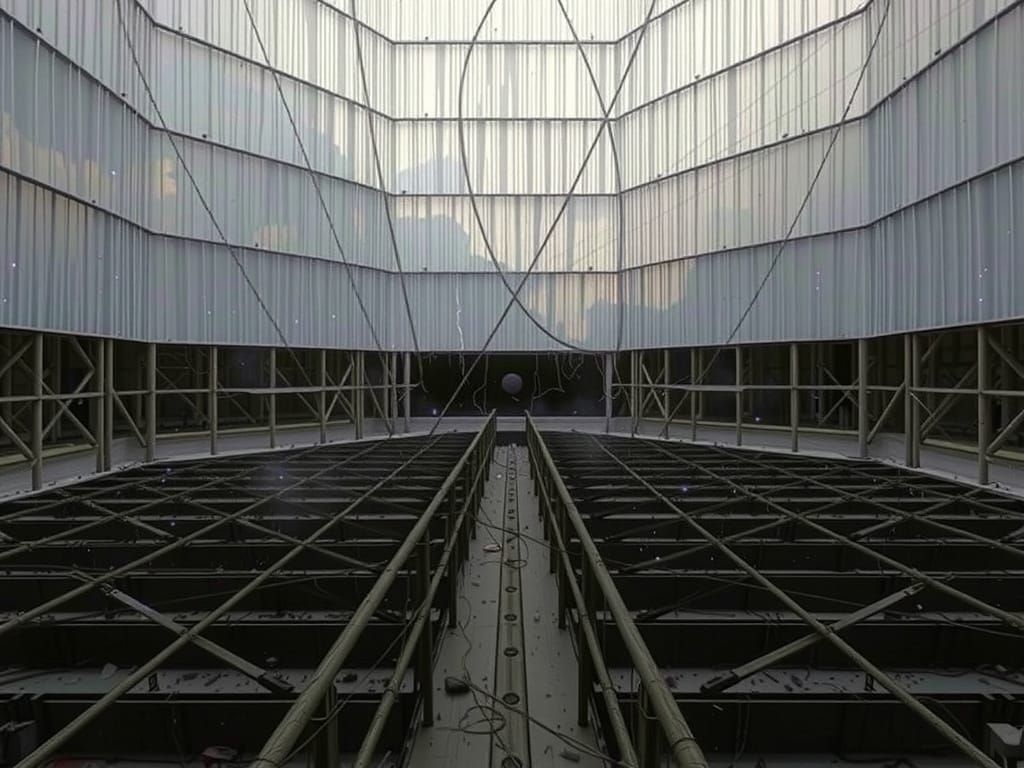 Dystopian Sci-Fi Landscape Under Toxic Skies