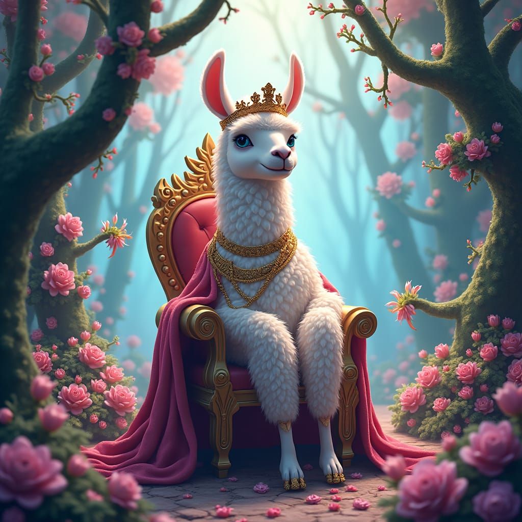 Llama ruling the friendly world abstract art complementary colors fine details ethereal fantasy hyperdetailed mist Thoma...