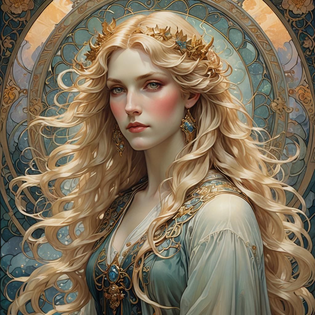 Lucifer's Daughter Portrait in Art Nouveau Style