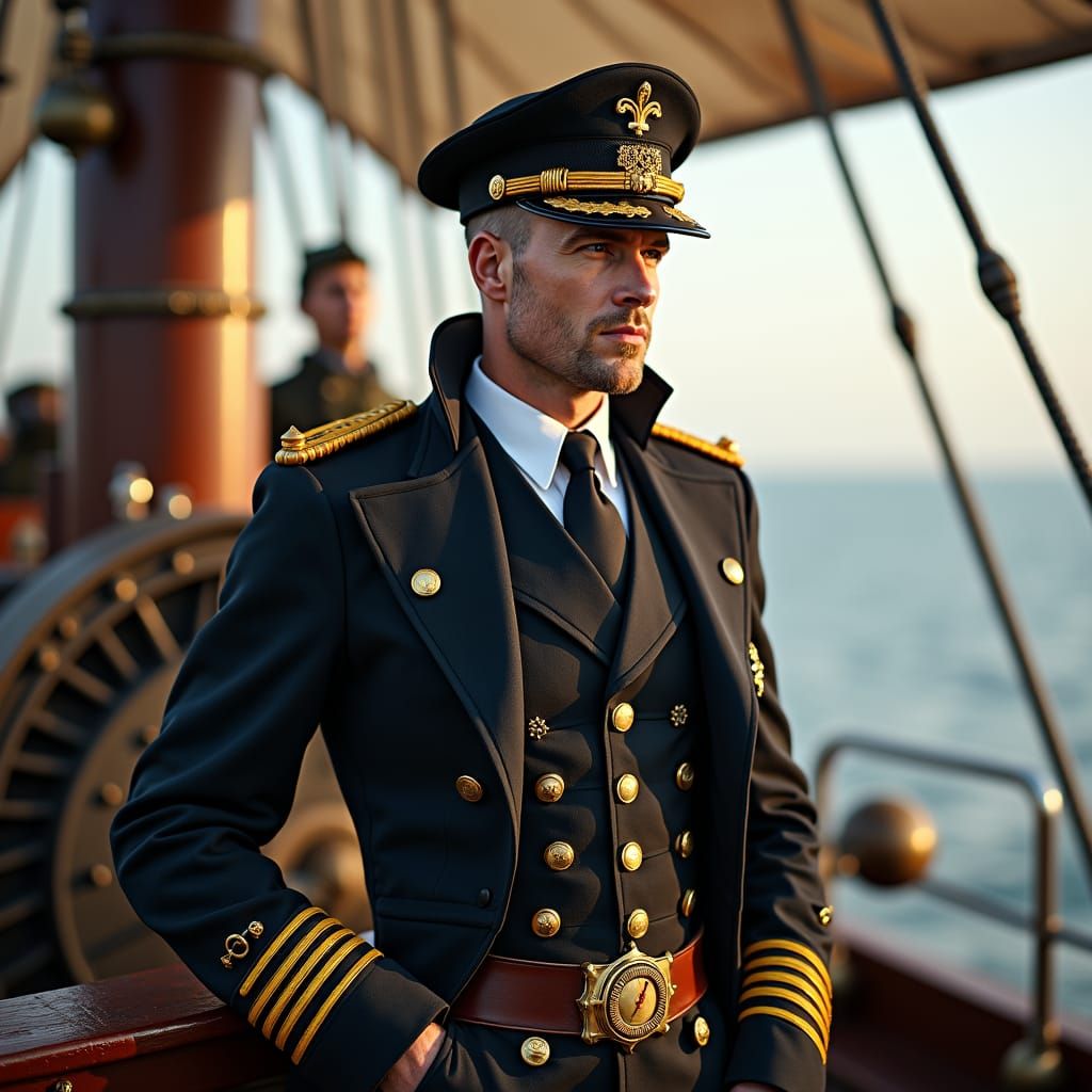 Steampunk Airship Captain on the Bridge