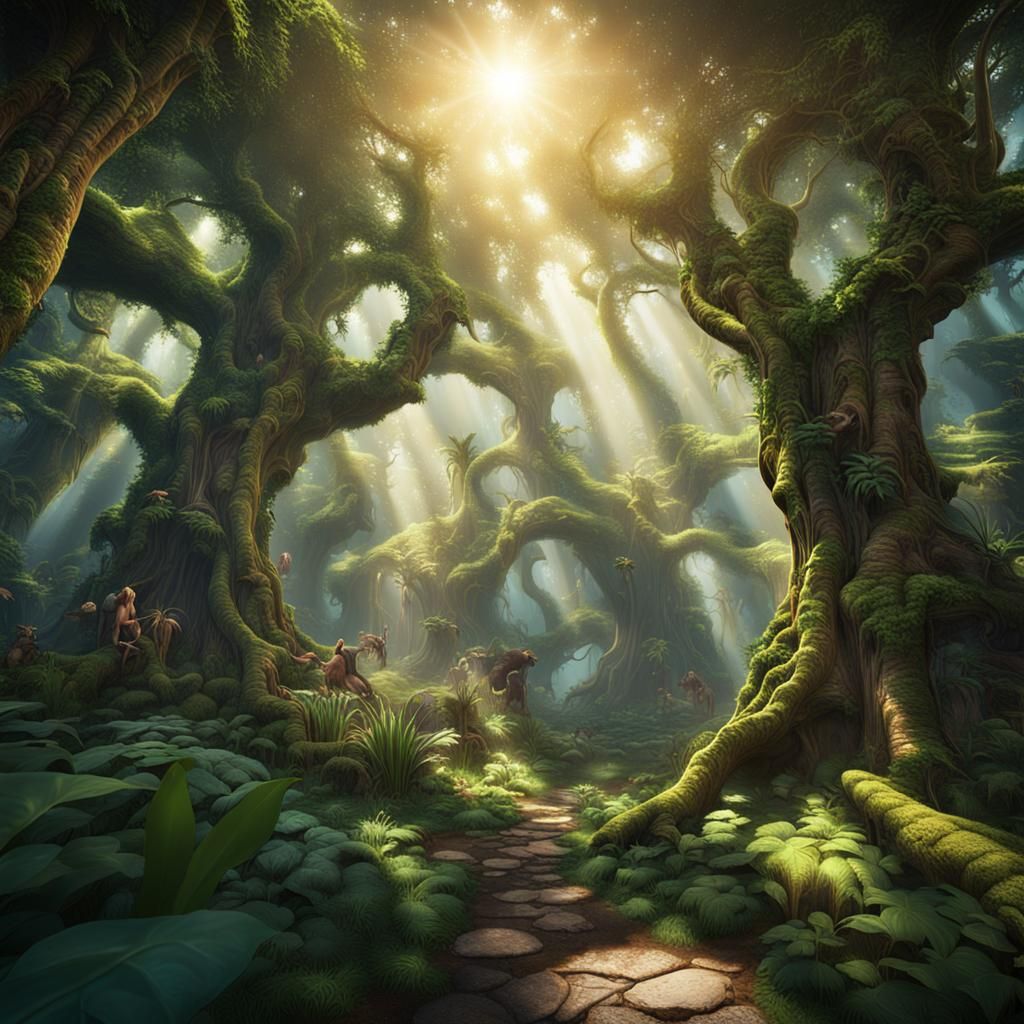 Sunlight in Enchanted Jungle: Fantasy Concept Art