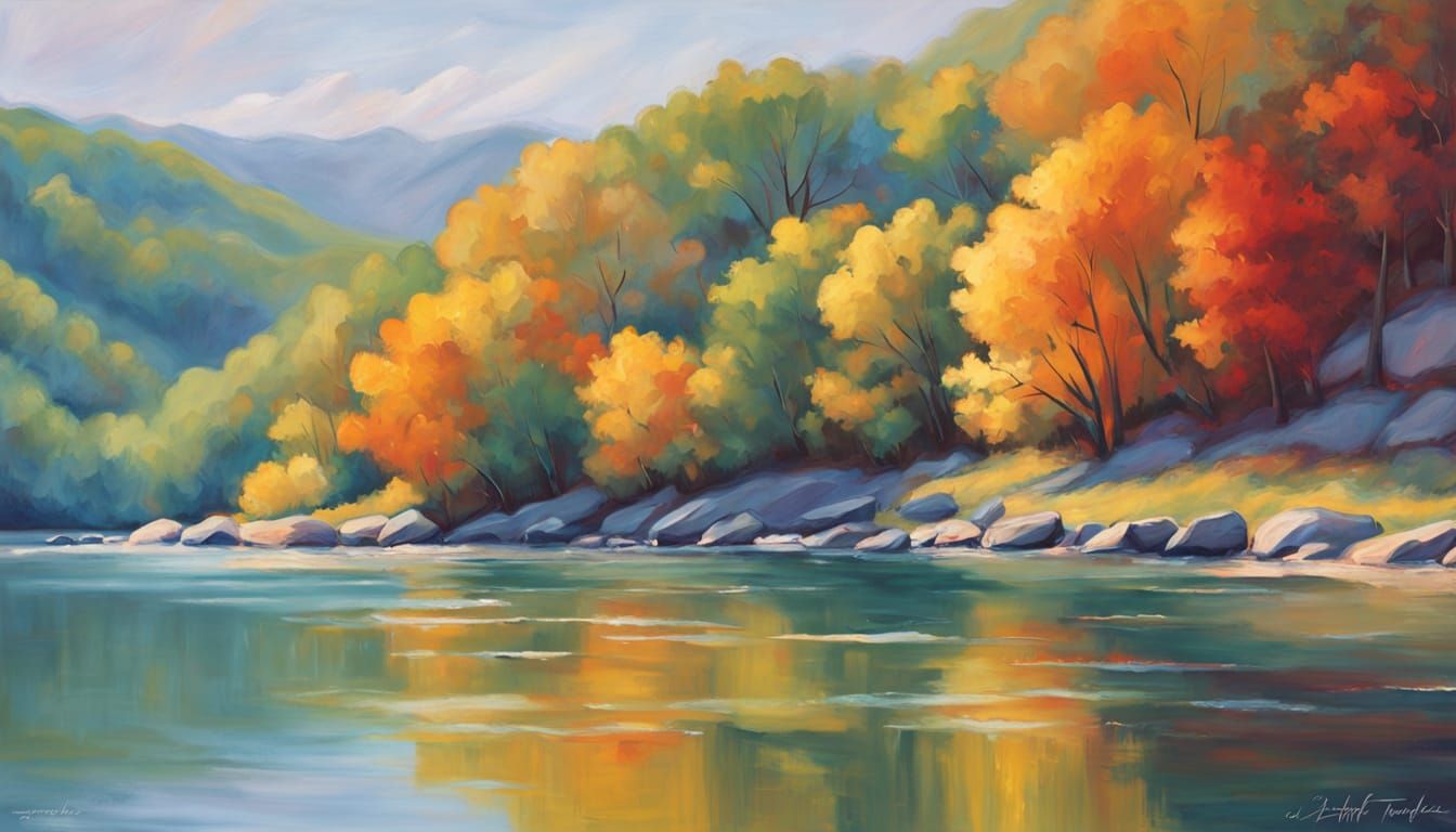 Serene Abstract Landscape of Harper Ferry