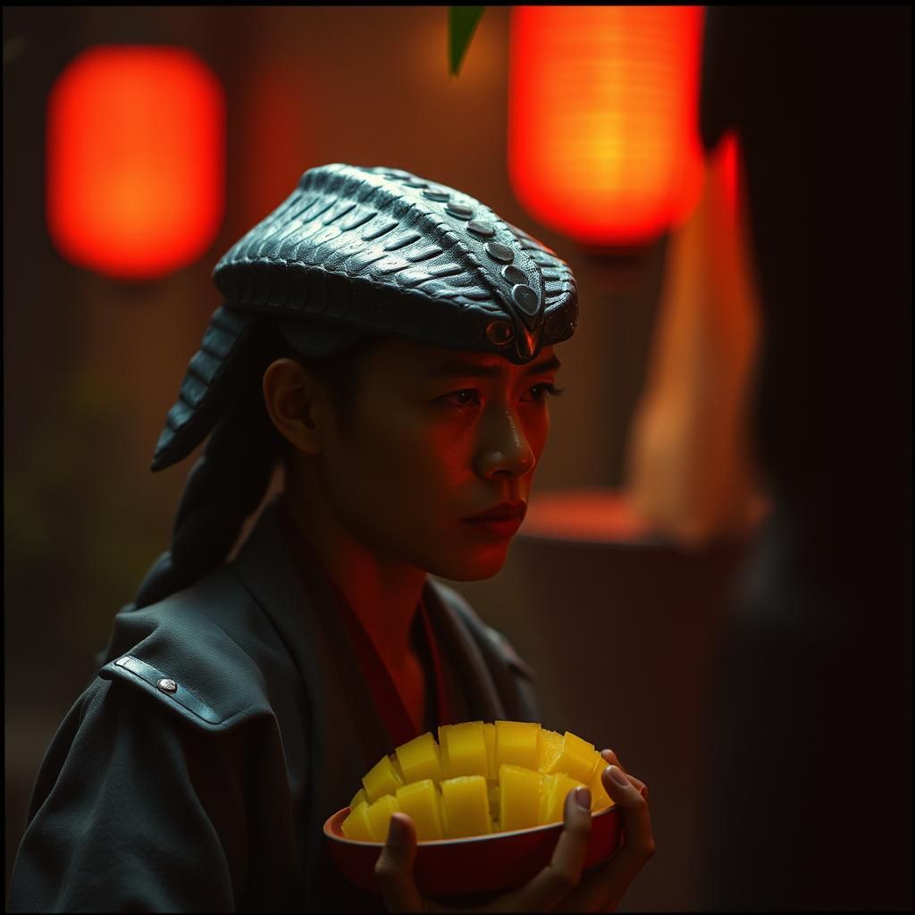 Cinematic Still Life of a Ripe Mango