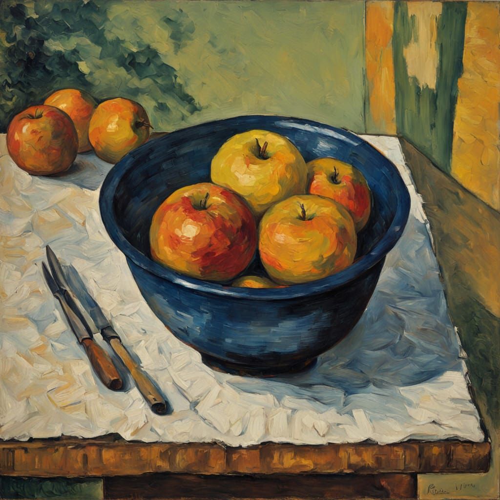 Apples and Oranges in Vibrant Post-Impressionist Style