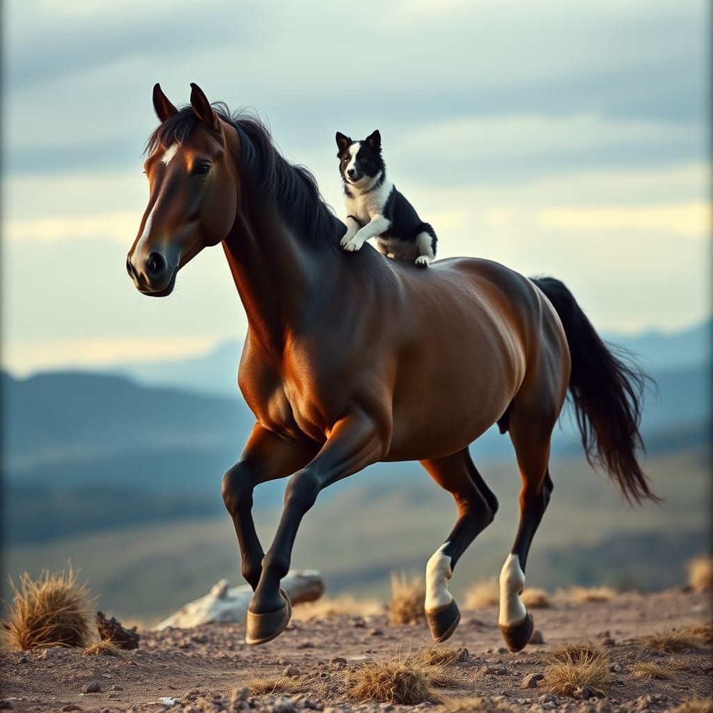 Epic Horse and Border Collie Cinematic Portrait
