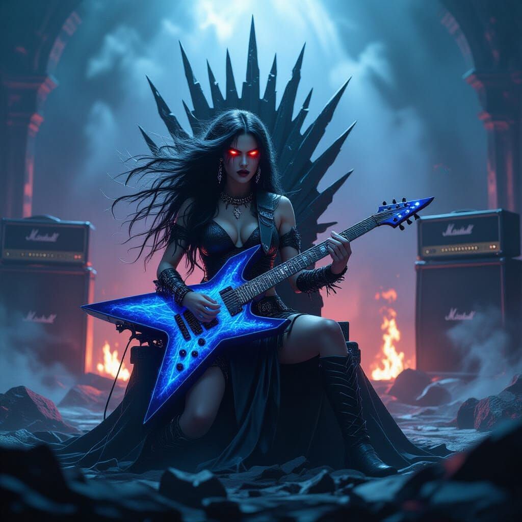 Death Metal Goddess Unleashes Sonic Fury with Sapphire Guita...