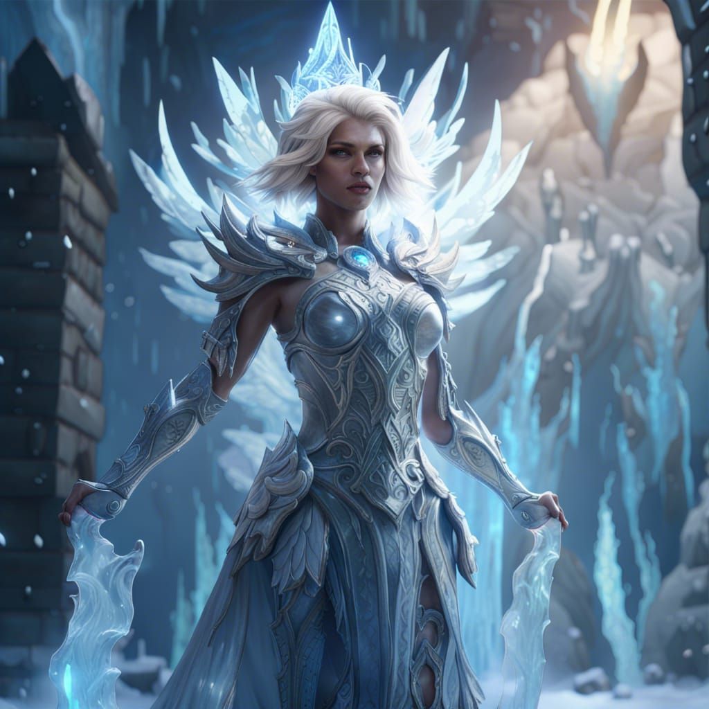 Ice Goddess in Dark Fantasy Style, Hyperdetailed 8K