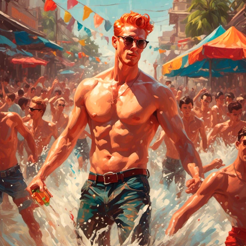 Songkran Festival: Man with Water Pistol