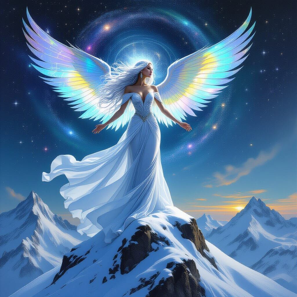 Goddess with Silver Hair in Surreal Renaissance Style