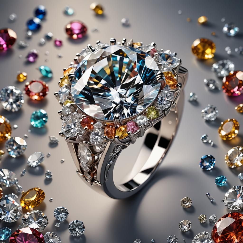 Exquisite Diamond Ring Concept Art in Hyperrealism