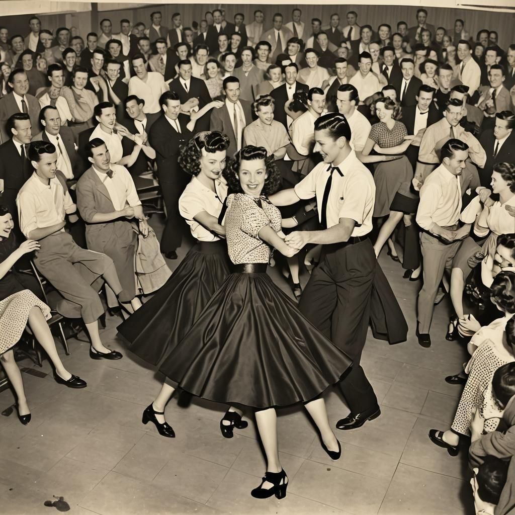 1950s Swing Dance Scene with Poodle Skirts