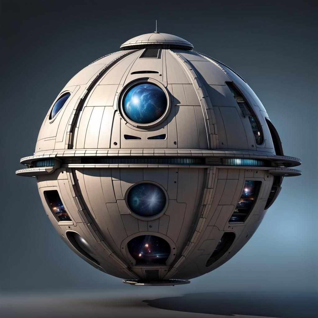 Retro-Futuristic Spherical Spaceship in Perry Rhodan Style