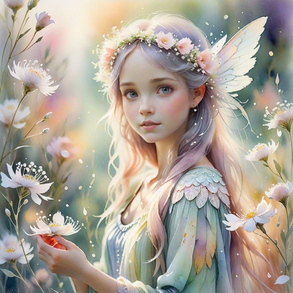 Whimsical Floral Sprite with Delicate Baby's Breath