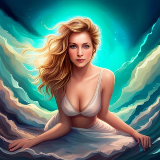 Classic AI Generated Mermaid Swimming Underwater